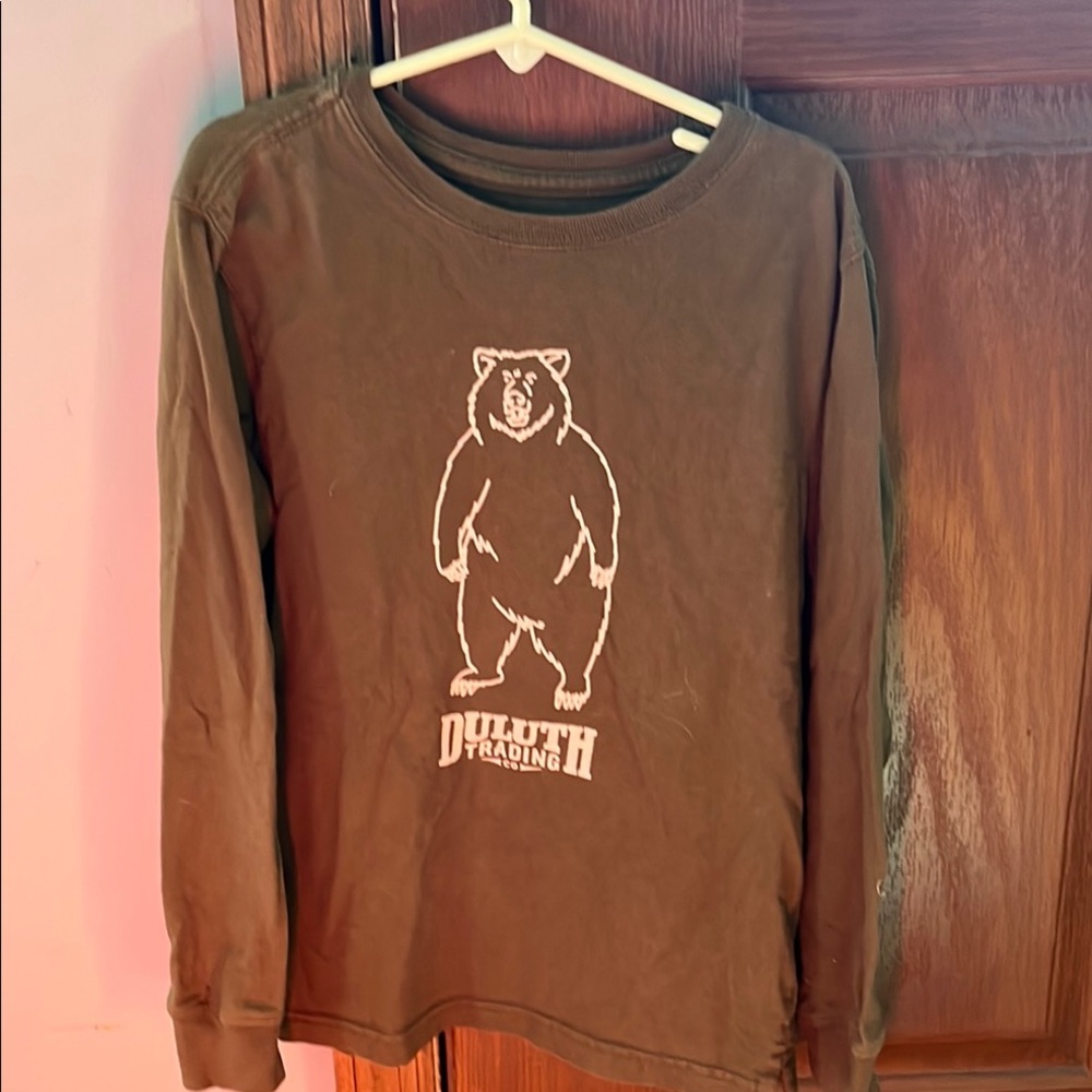 Duluth Trading Co Kids Long Sleeve Shirt with Bear Graphic